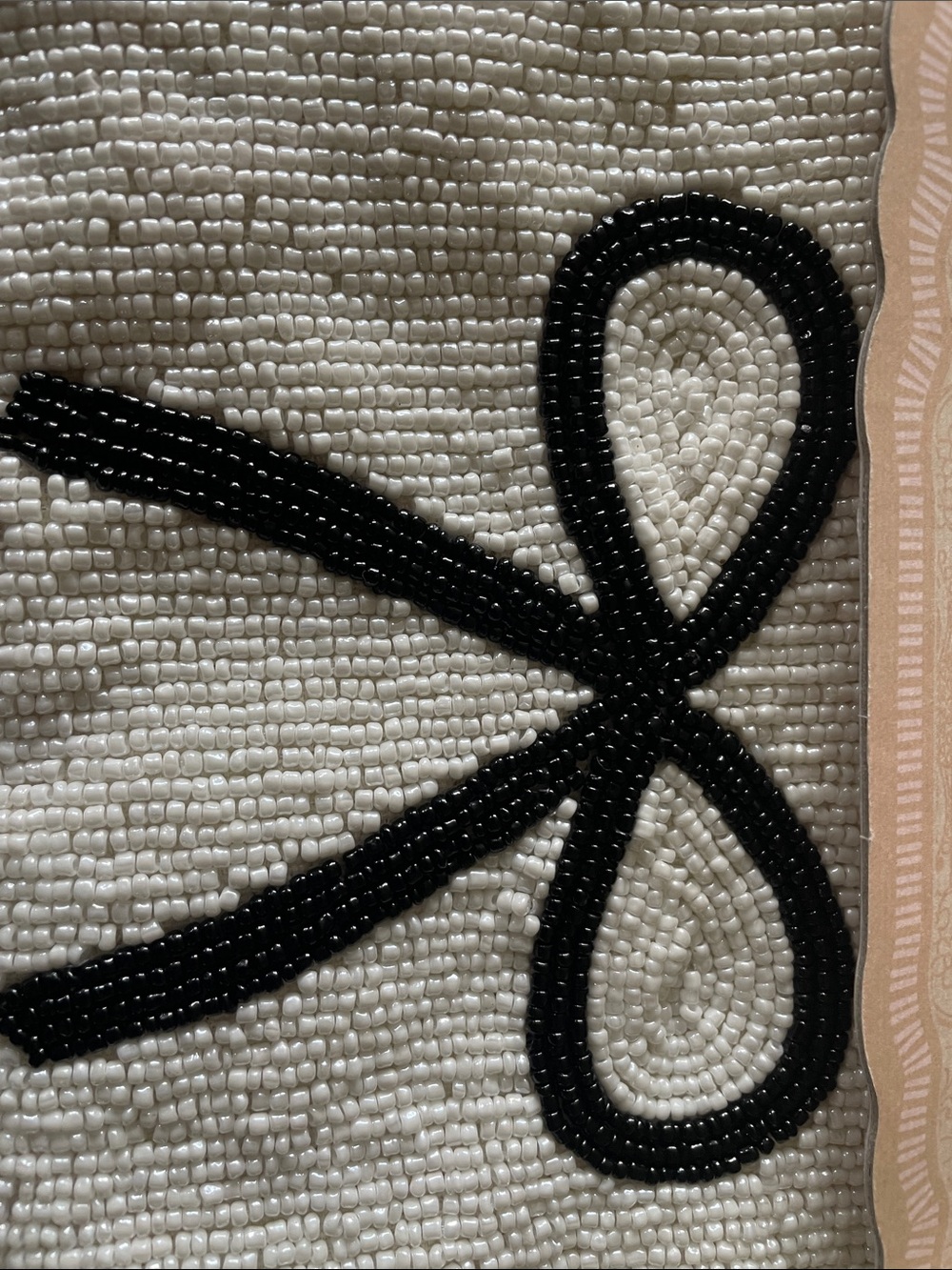 Wandering Moon White Beaded Pouch with Black Bow Detail - Picture 3 of 7